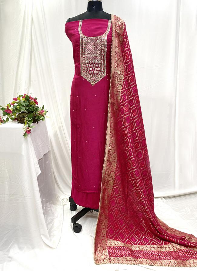 Dola Silk Rani Pink Party Wear Sequins Work Salwaar Suit